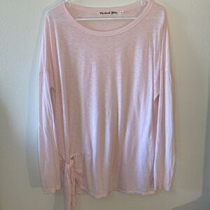 Michael Stars T-shirt pink one size long sleeve scoop neck